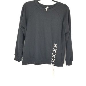 Cable & Gauge Black Side Lace Crew Neck Sweater size Medium